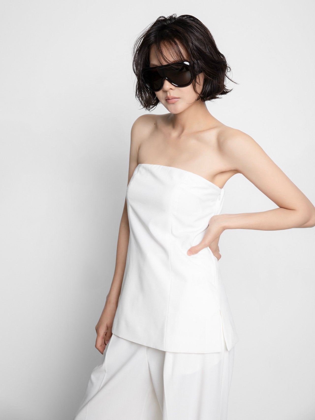 STRAPLESS LAYERED TOP